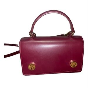 RSVP Red and Gold Calfskin Leather Handbag
